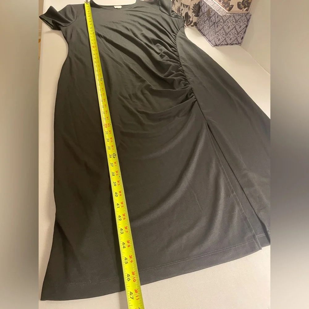 A New Day Short Sleeve Ruched Midi Dress Black Size XXL Plus Size